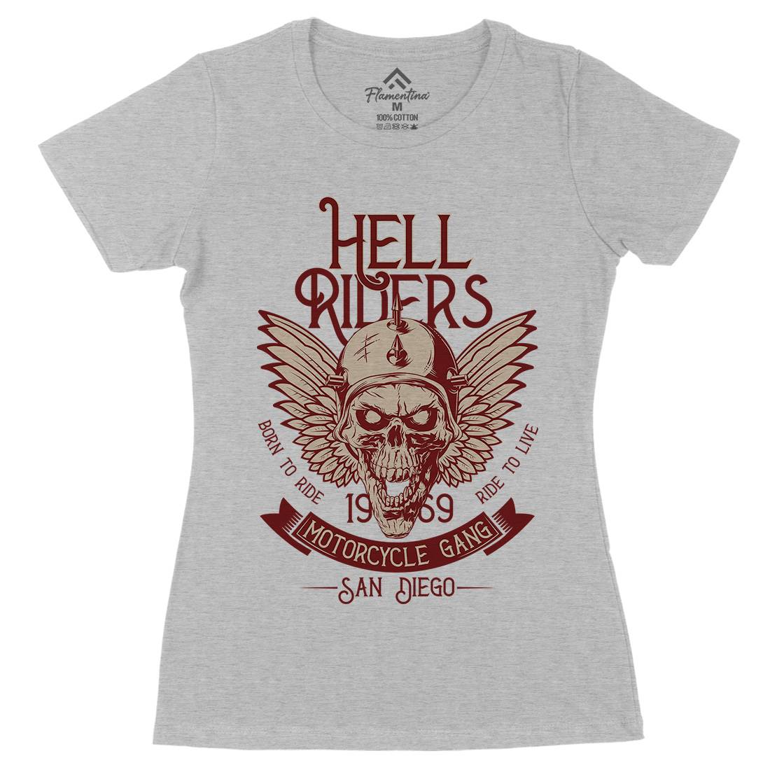 Hell Rider Womens Organic Crew Neck T-Shirt Motorcycles D944