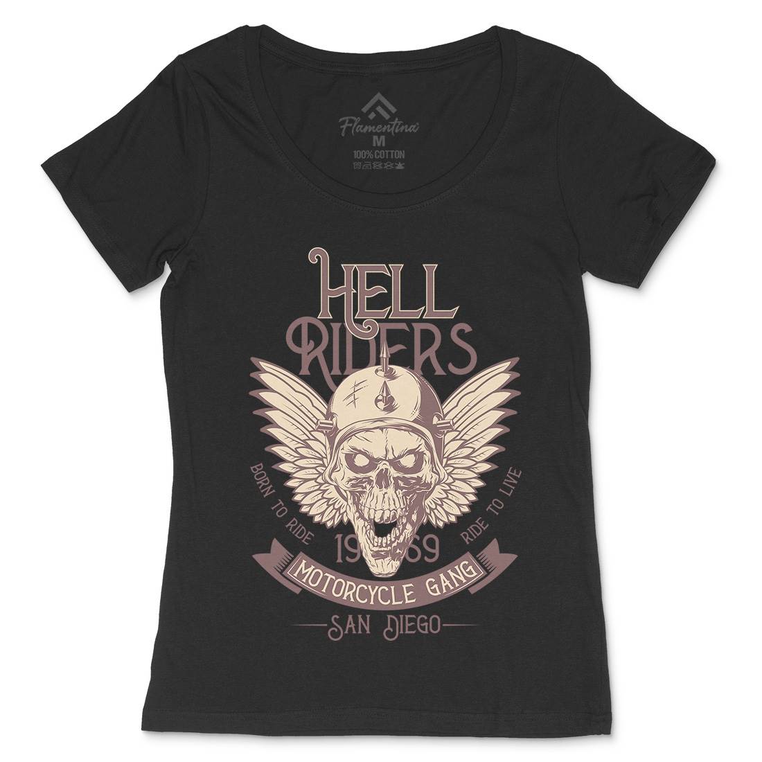 Hell Rider Womens Scoop Neck T-Shirt Motorcycles D944