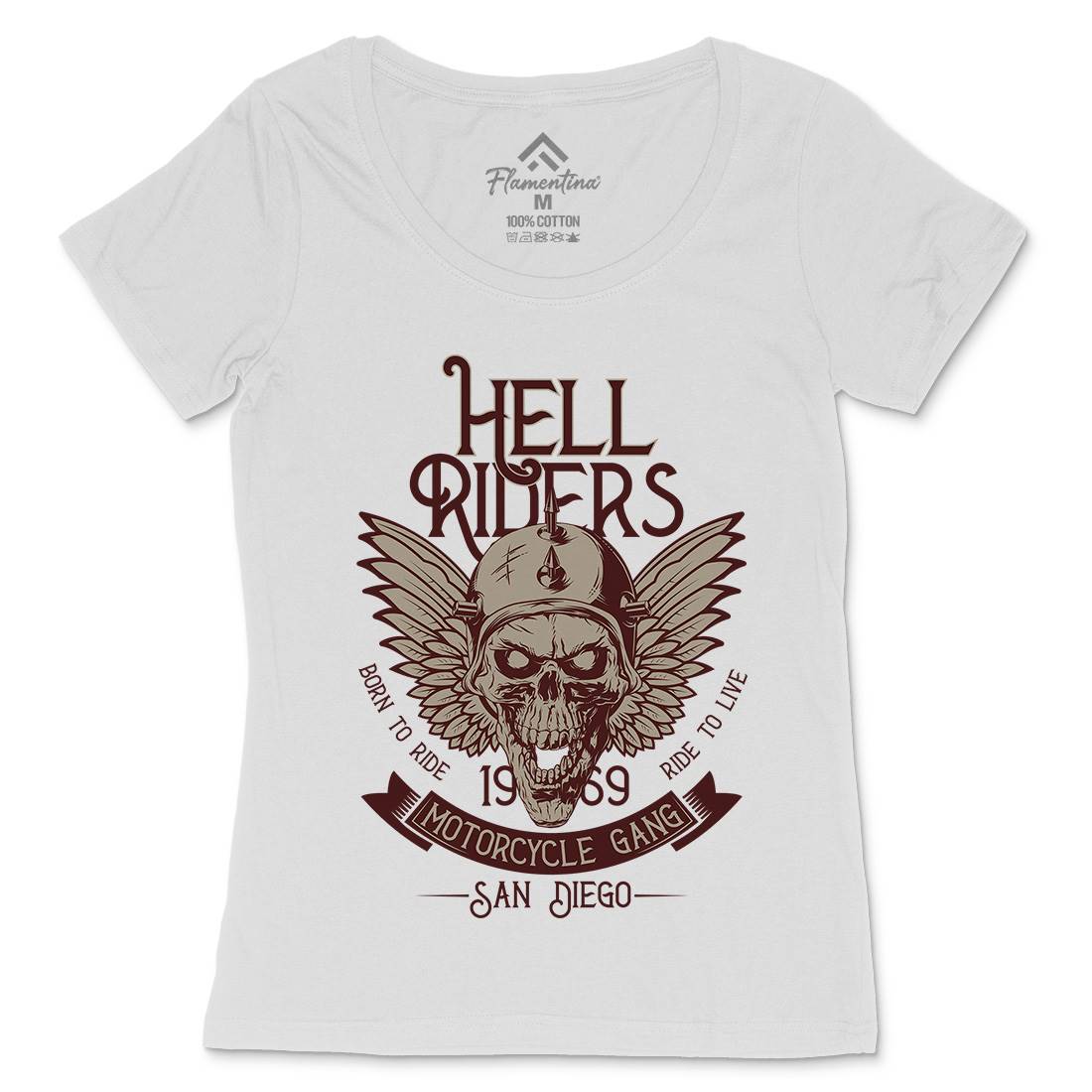 Hell Rider Womens Scoop Neck T-Shirt Motorcycles D944
