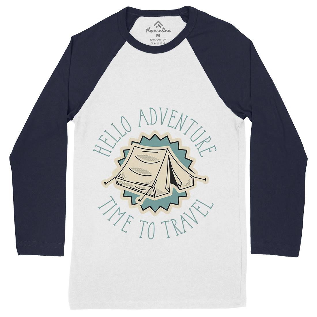 Hello Adventure Mens Long Sleeve Baseball T-Shirt Nature D945