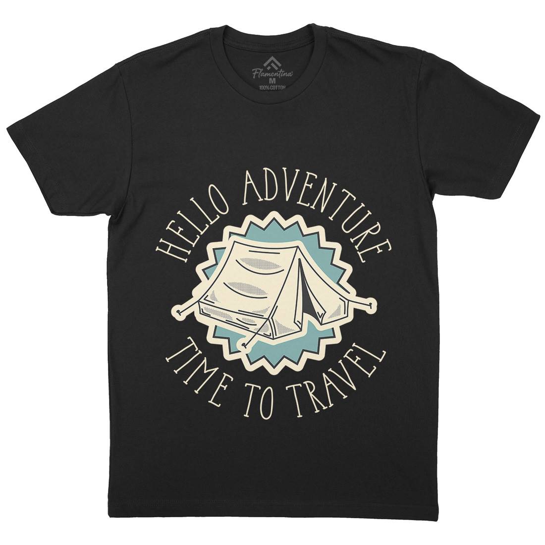 Hello Adventure Mens Organic Crew Neck T-Shirt Nature D945