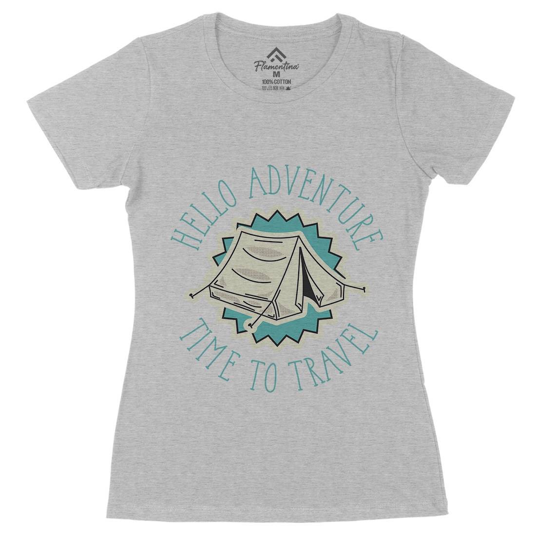 Hello Adventure Womens Organic Crew Neck T-Shirt Nature D945