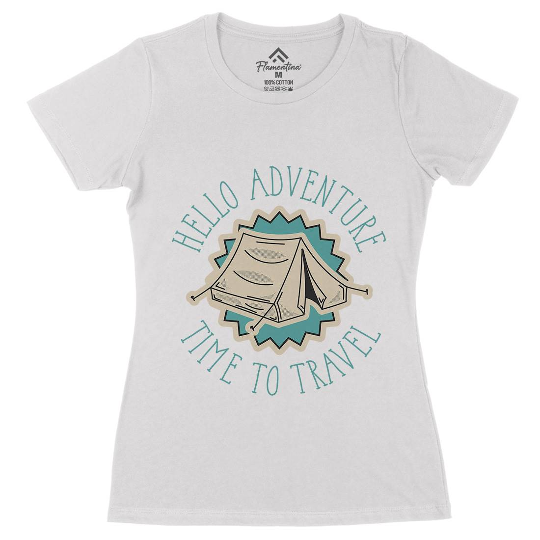 Hello Adventure Womens Organic Crew Neck T-Shirt Nature D945