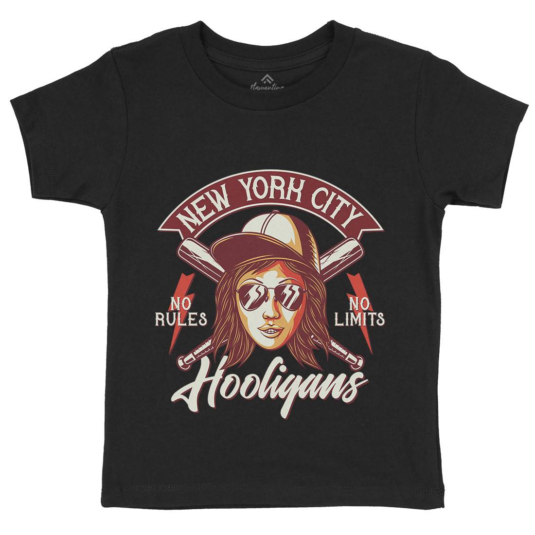 Hooligans New York Kids Crew Neck T-Shirt Retro D947