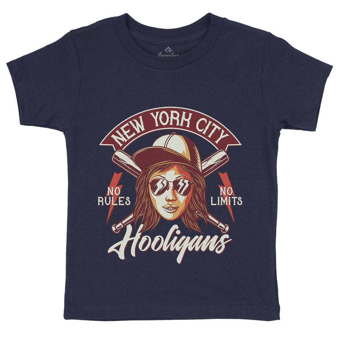 Hooligans New York Kids Organic Crew Neck T-Shirt Retro D947