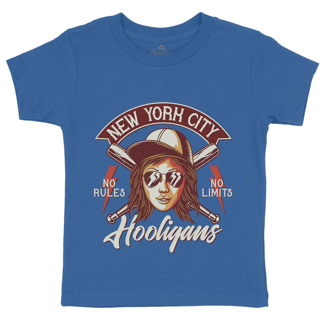 Hooligans New York Kids Organic Crew Neck T-Shirt Retro D947