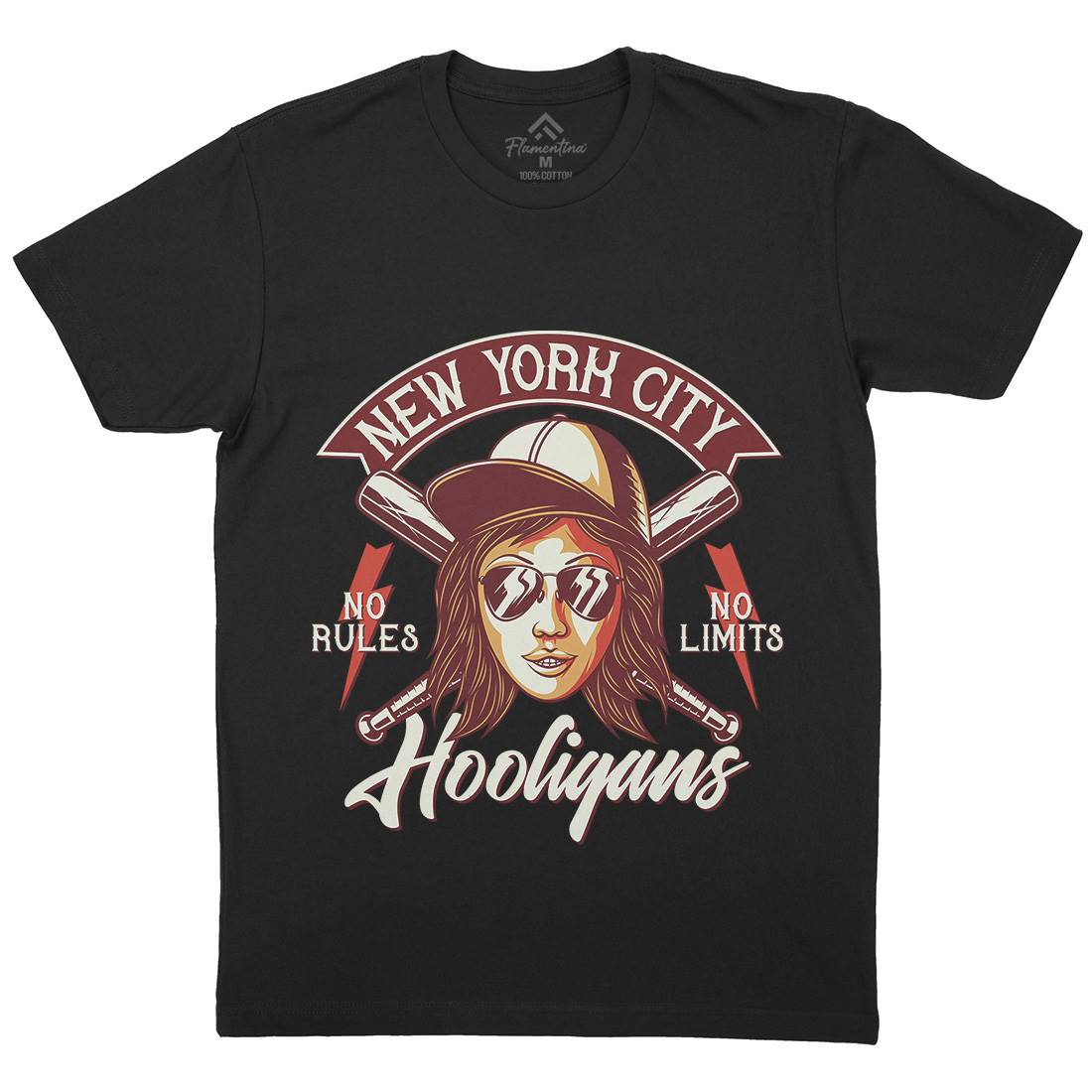 Hooligans New York Mens Crew Neck T-Shirt Retro D947