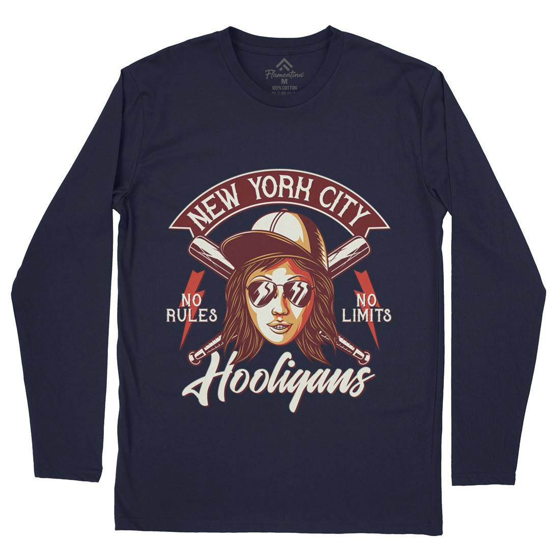 Hooligans New York Mens Long Sleeve T-Shirt Retro D947
