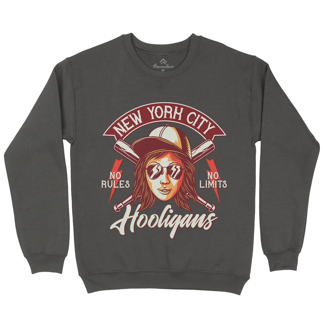 Hooligans New York Mens Crew Neck Sweatshirt Retro D947