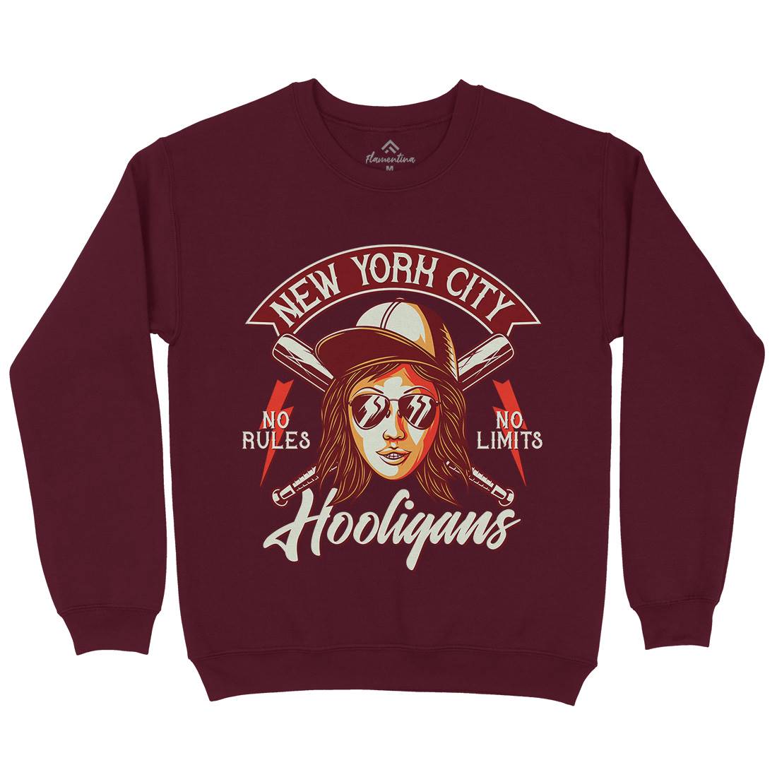 Hooligans New York Mens Crew Neck Sweatshirt Retro D947