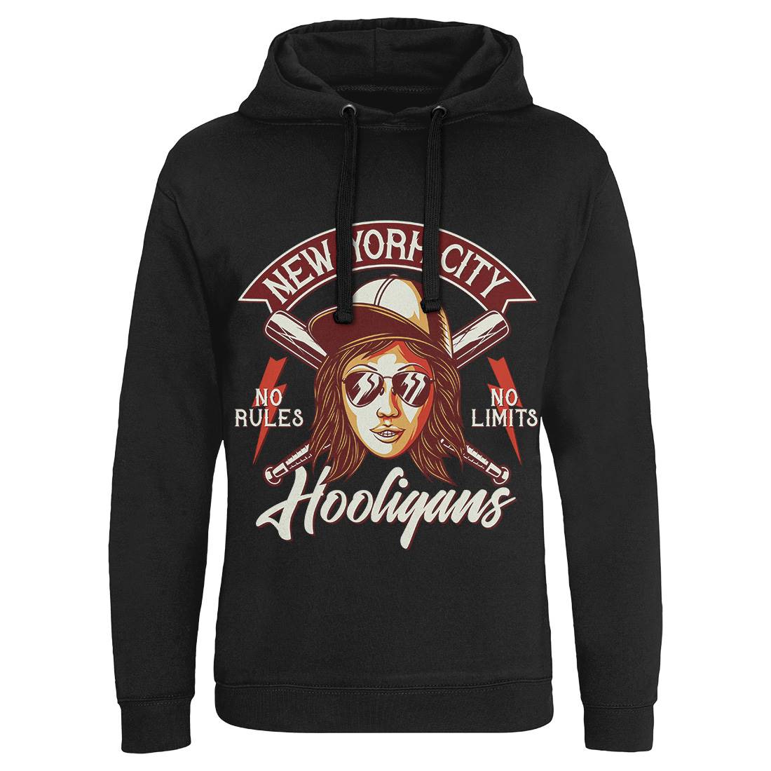 Hooligans New York Mens Hoodie Without Pocket Retro D947