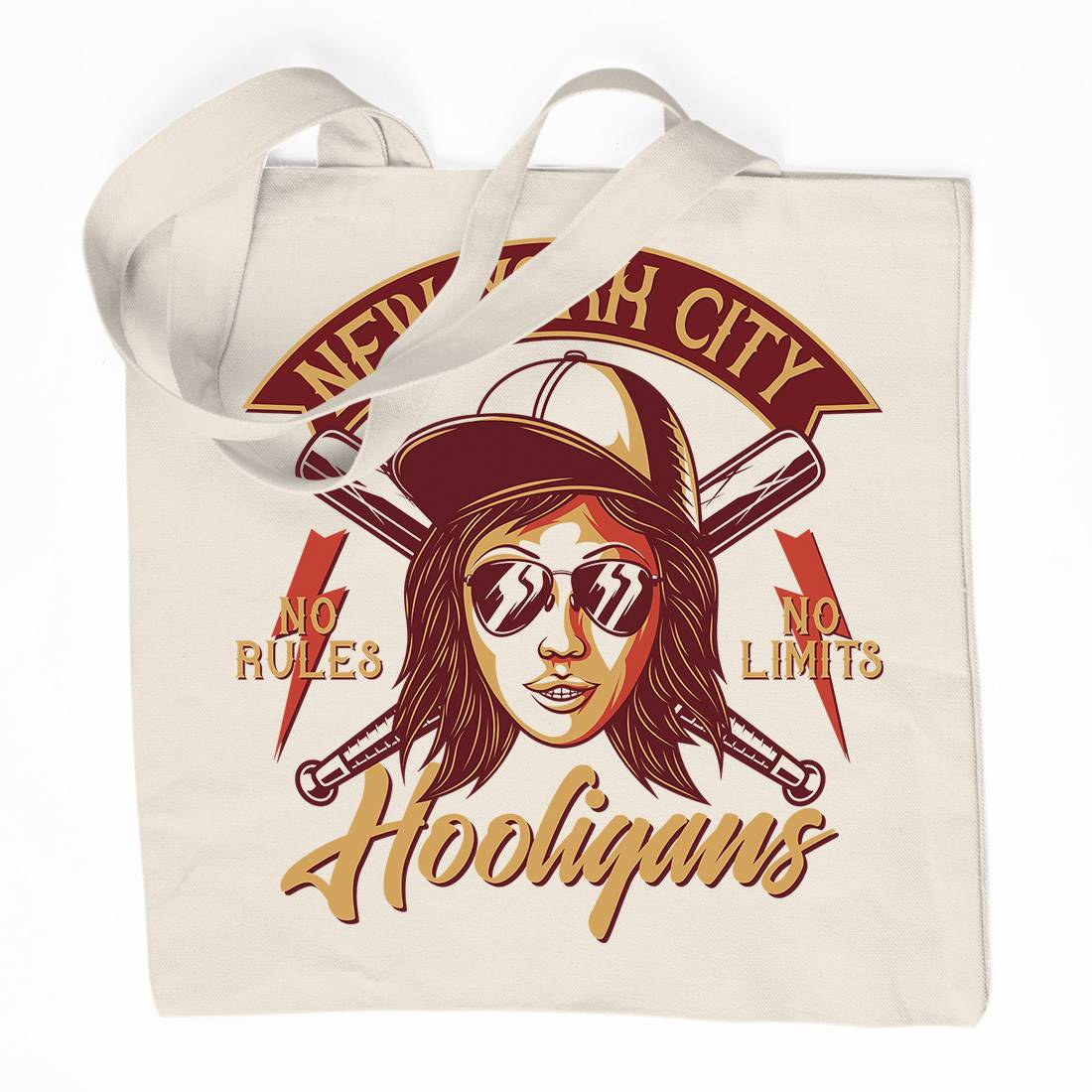 Hooligans New York Organic Premium Cotton Tote Bag Retro D947
