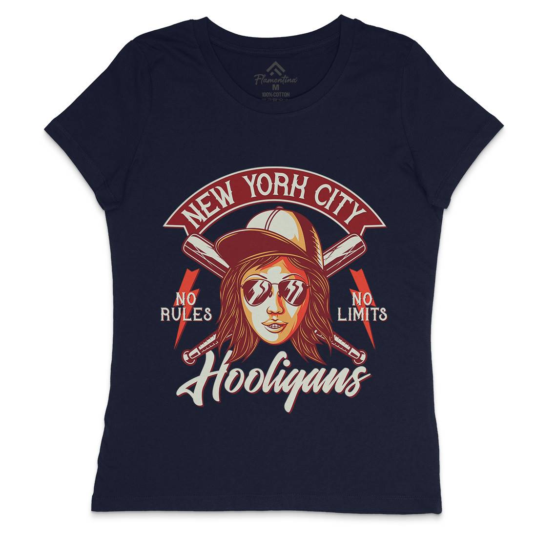 Hooligans New York Womens Crew Neck T-Shirt Retro D947