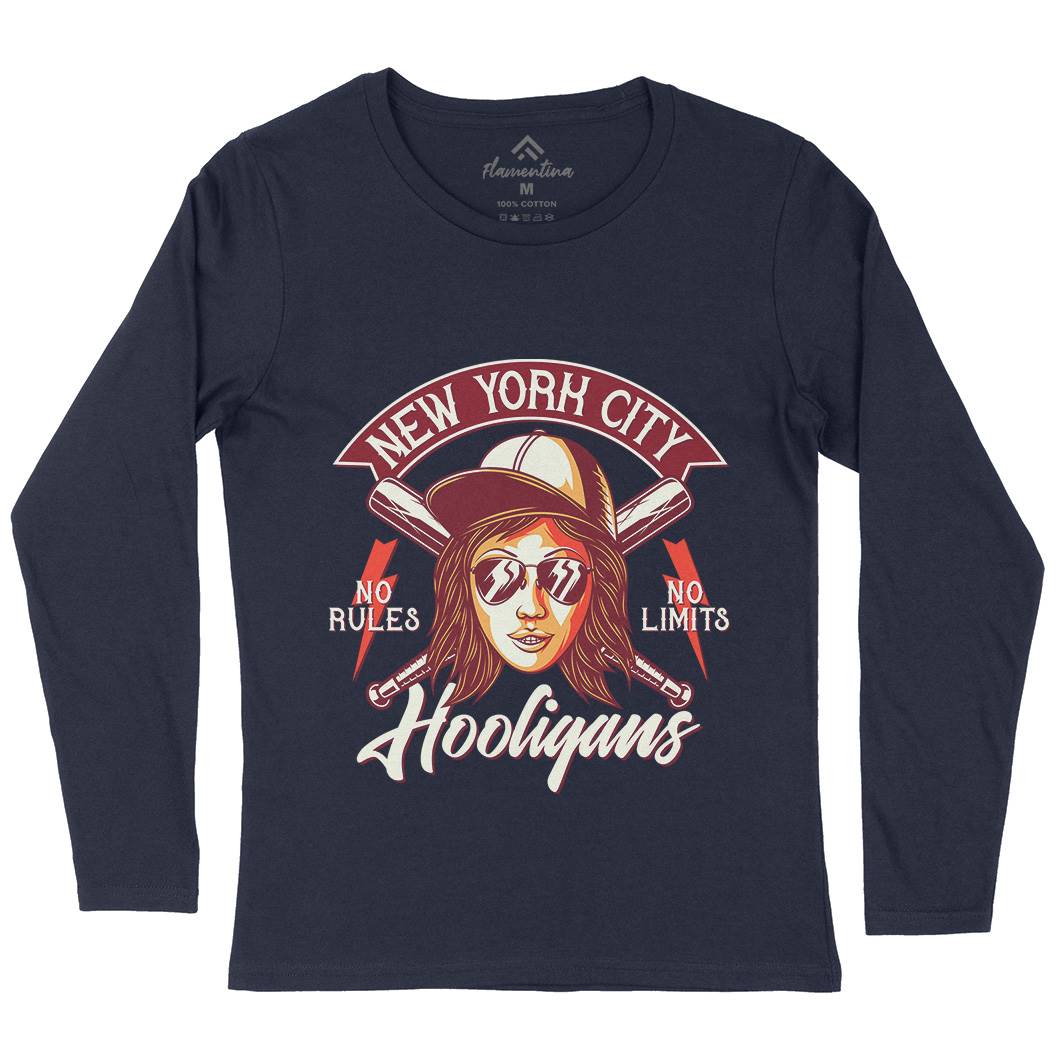 Hooligans New York Womens Long Sleeve T-Shirt Retro D947