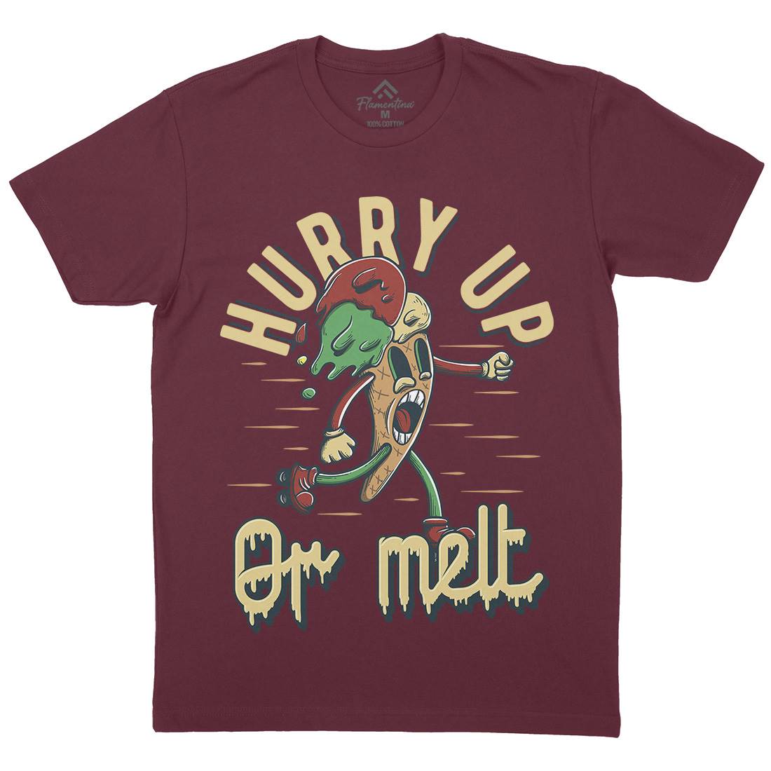 Hurry Up Or Melt Mens Organic Crew Neck T-Shirt Food D949