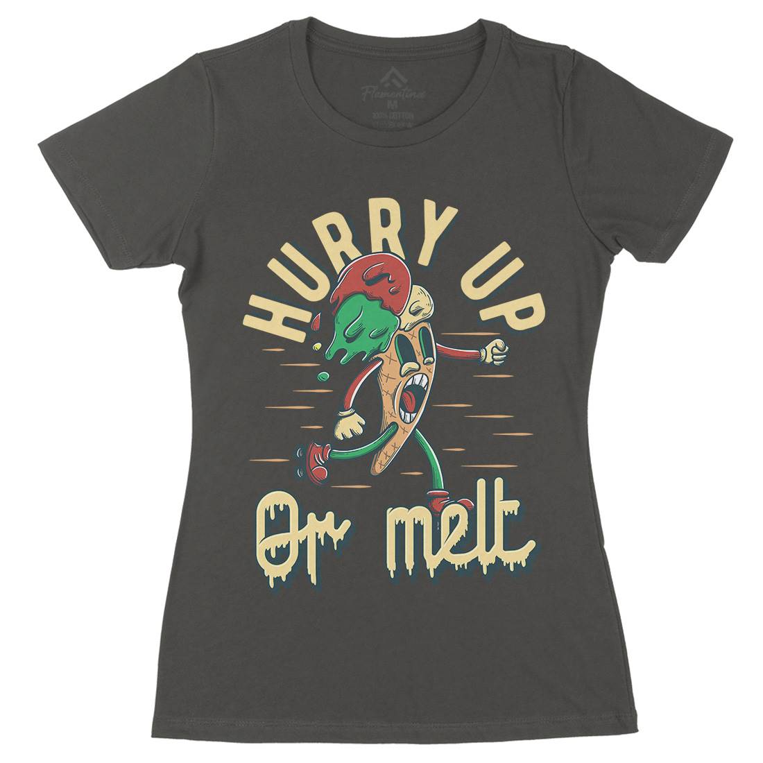 Hurry Up Or Melt Womens Organic Crew Neck T-Shirt Food D949