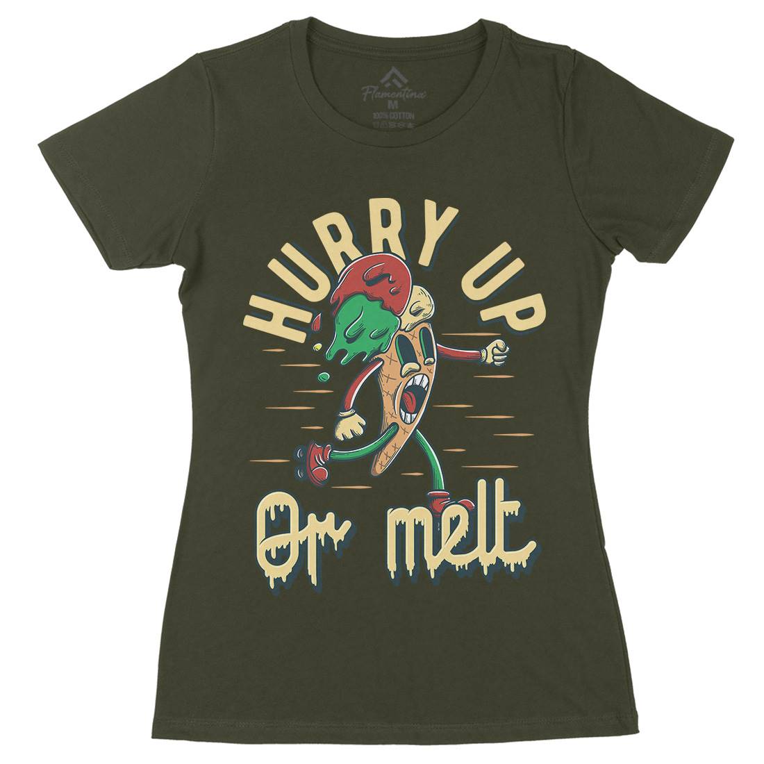 Hurry Up Or Melt Womens Organic Crew Neck T-Shirt Food D949