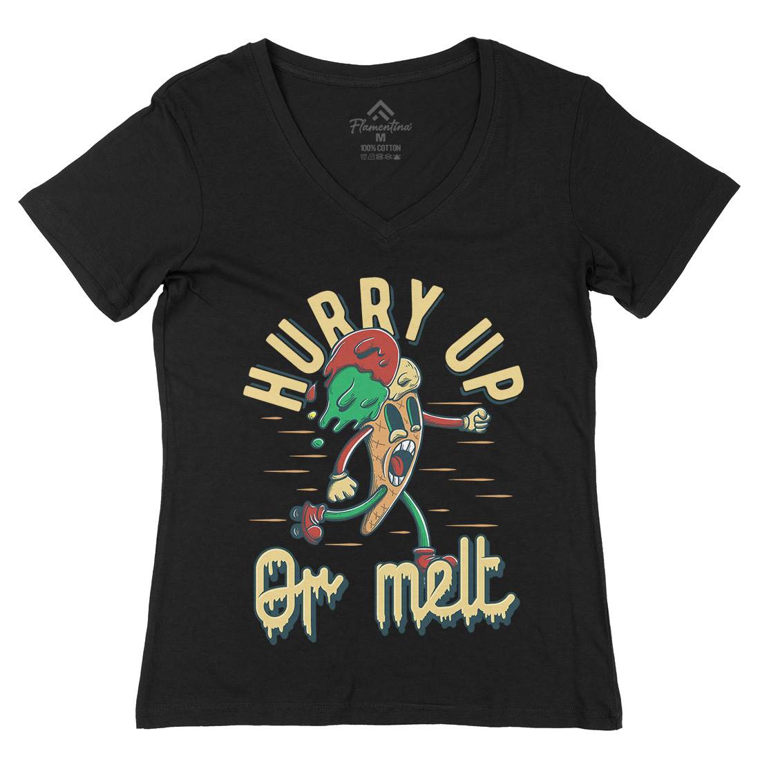 Hurry Up Or Melt Womens Organic V-Neck T-Shirt Food D949