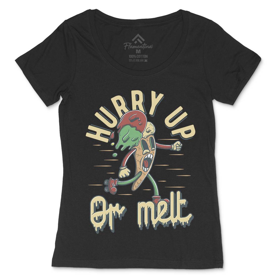 Hurry Up Or Melt Womens Scoop Neck T-Shirt Food D949