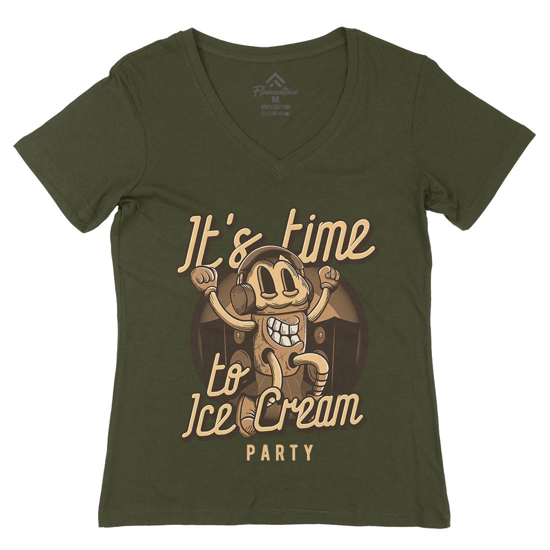 It&#39;s Time Womens Organic V-Neck T-Shirt Food D950