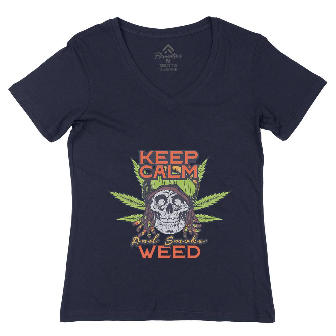 Keep Calm Womens Organic V-Neck T-Shirt Drugs D951