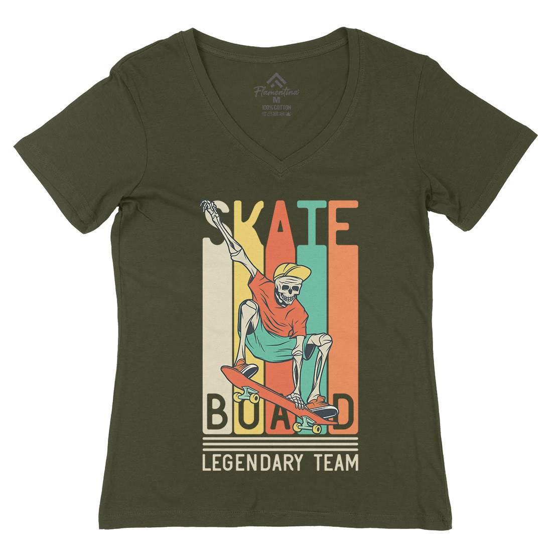 Legendary Team Womens Organic V-Neck T-Shirt Skate D952