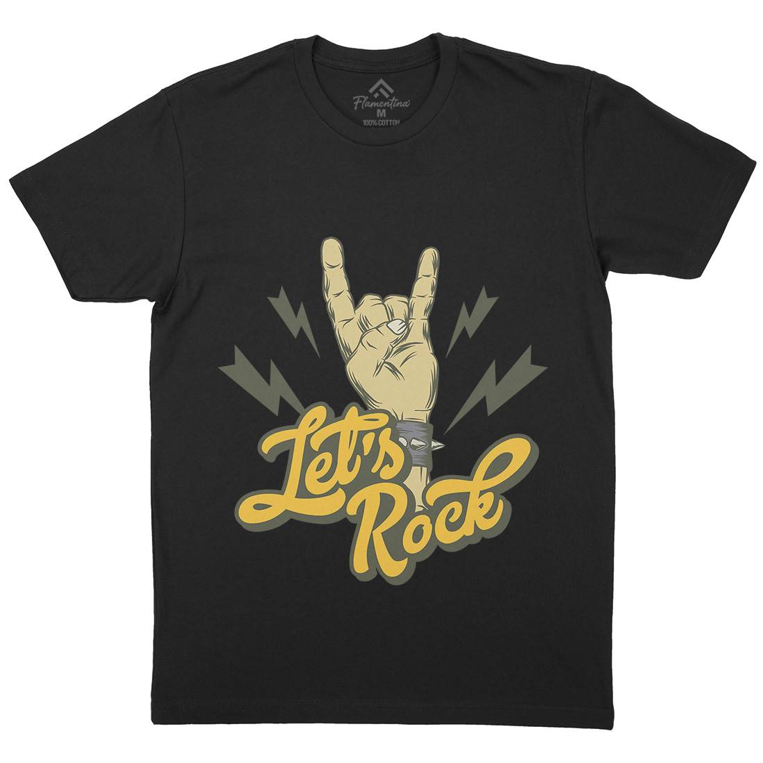 Let&#39;s Rock Mens Organic Crew Neck T-Shirt Music D953
