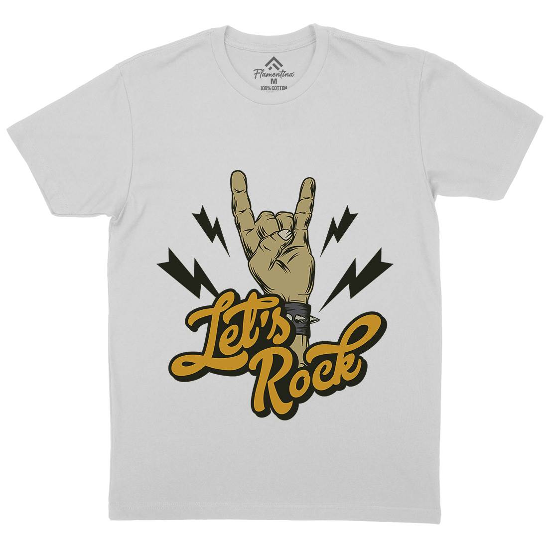 Let&#39;s Rock Mens Crew Neck T-Shirt Music D953
