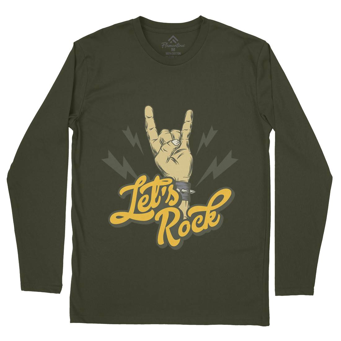 Let&#39;s Rock Mens Long Sleeve T-Shirt Music D953