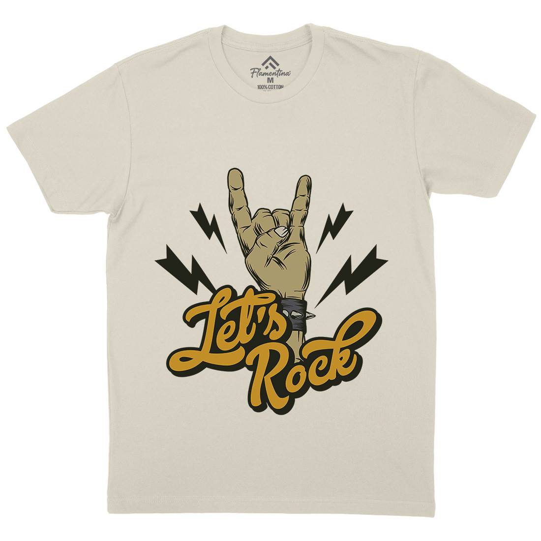 Let&#39;s Rock Mens Organic Crew Neck T-Shirt Music D953