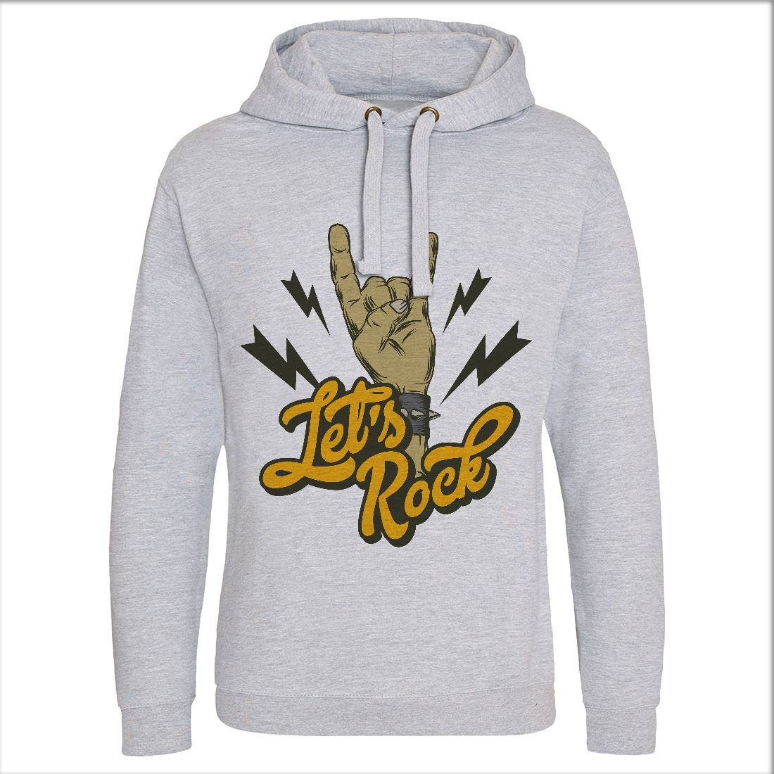 Let&#39;s Rock Mens Hoodie Without Pocket Music D953