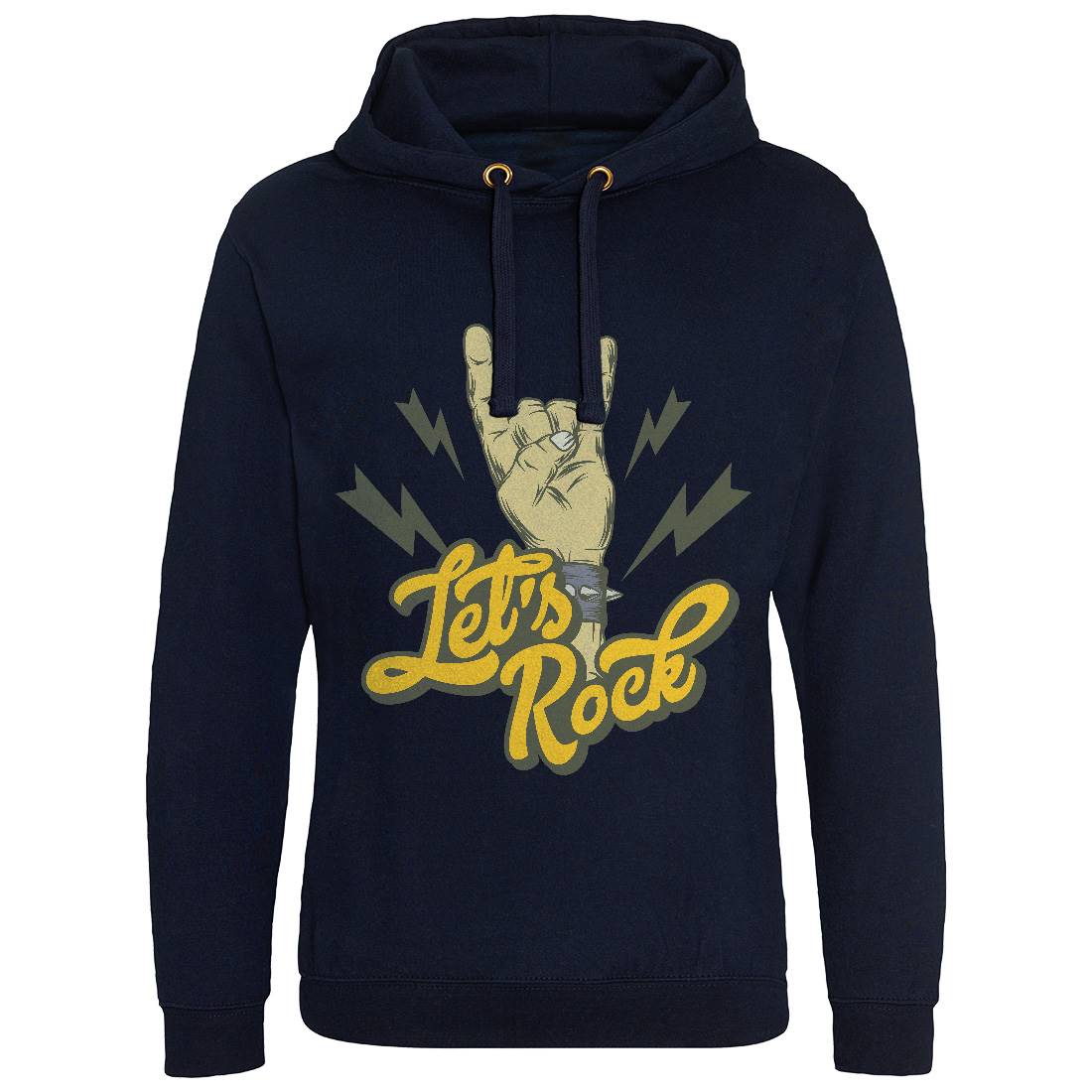 Let&#39;s Rock Mens Hoodie Without Pocket Music D953