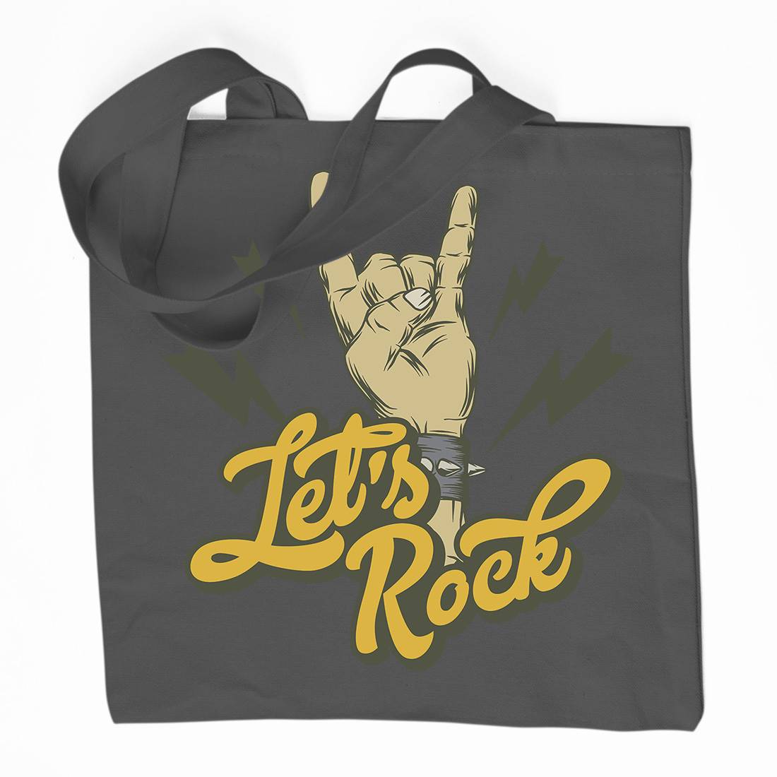 Let&#39;s Rock Organic Premium Cotton Tote Bag Music D953