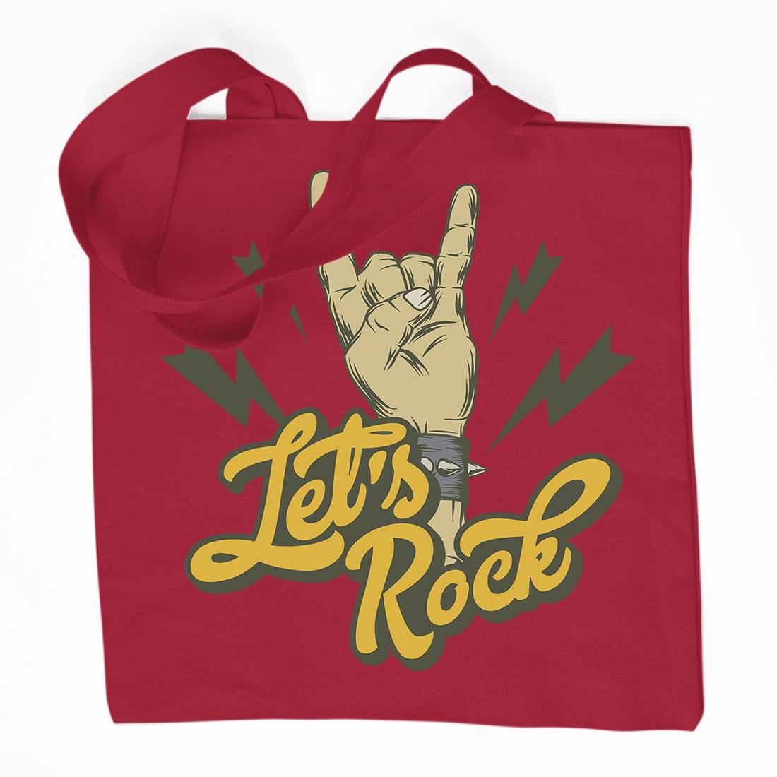 Let&#39;s Rock Organic Premium Cotton Tote Bag Music D953