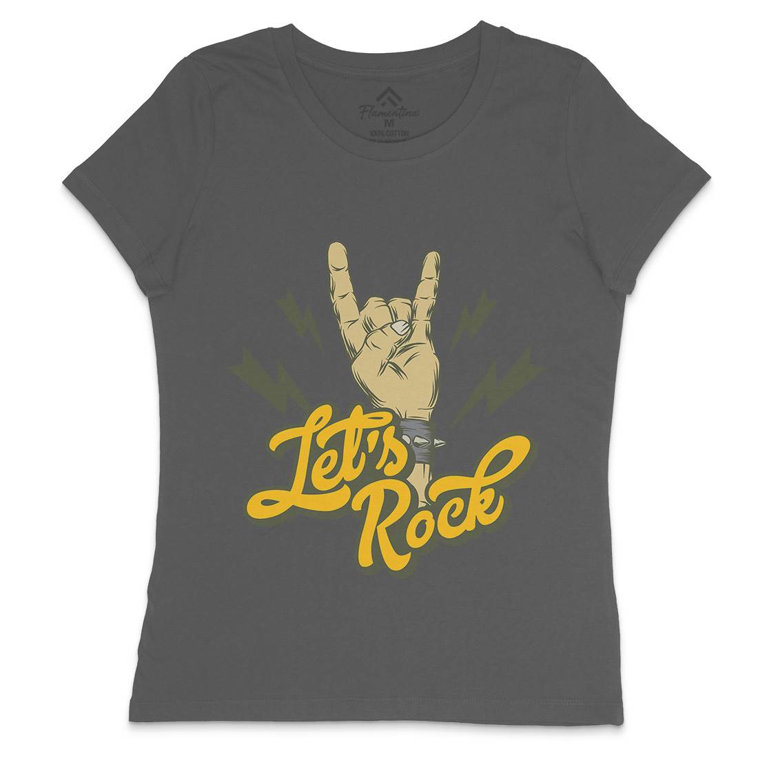 Let&#39;s Rock Womens Crew Neck T-Shirt Music D953