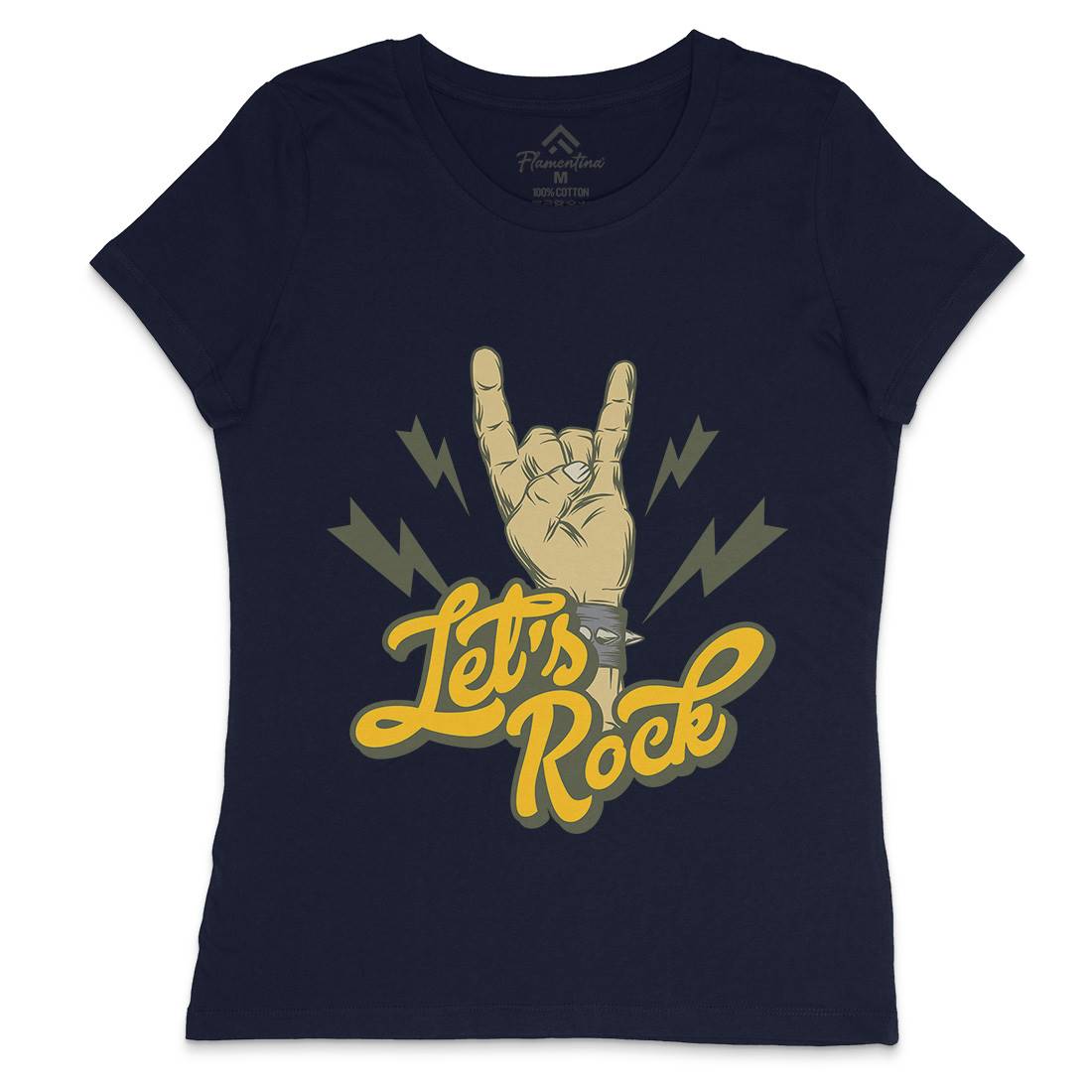 Let&#39;s Rock Womens Crew Neck T-Shirt Music D953