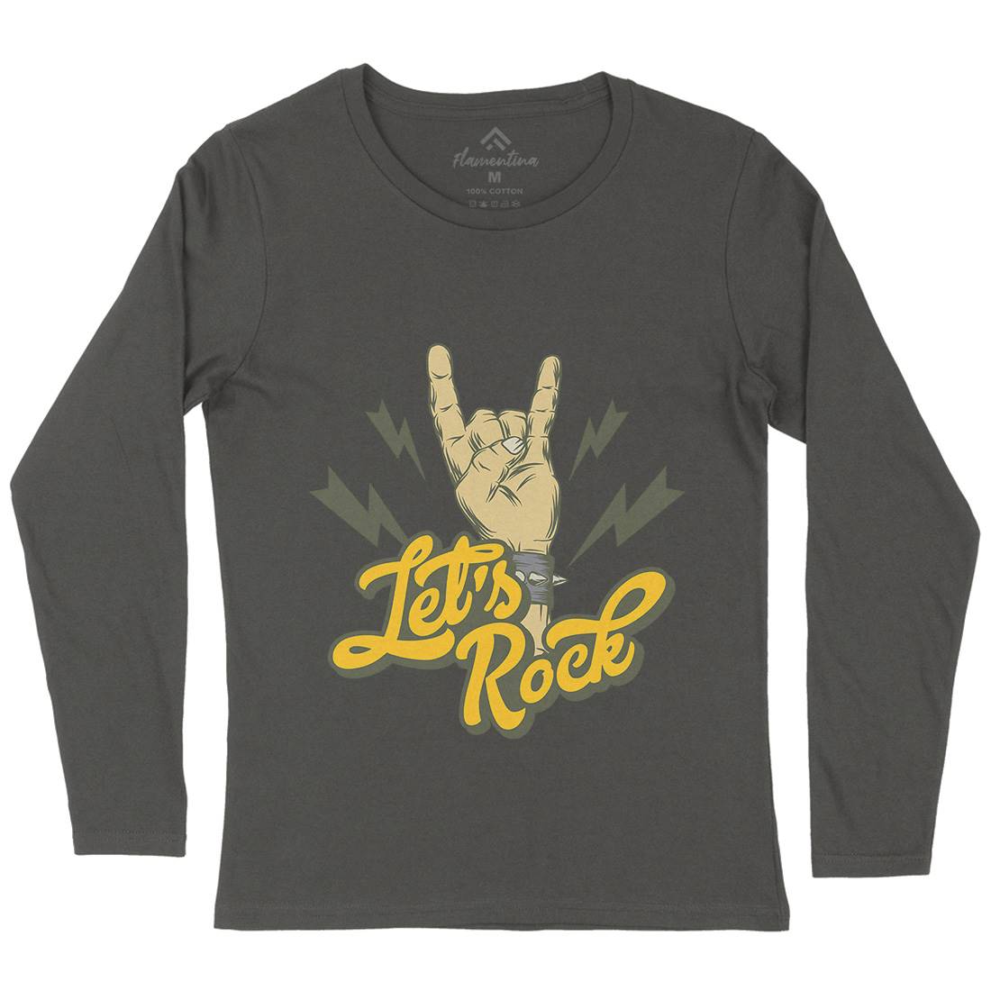 Let&#39;s Rock Womens Long Sleeve T-Shirt Music D953