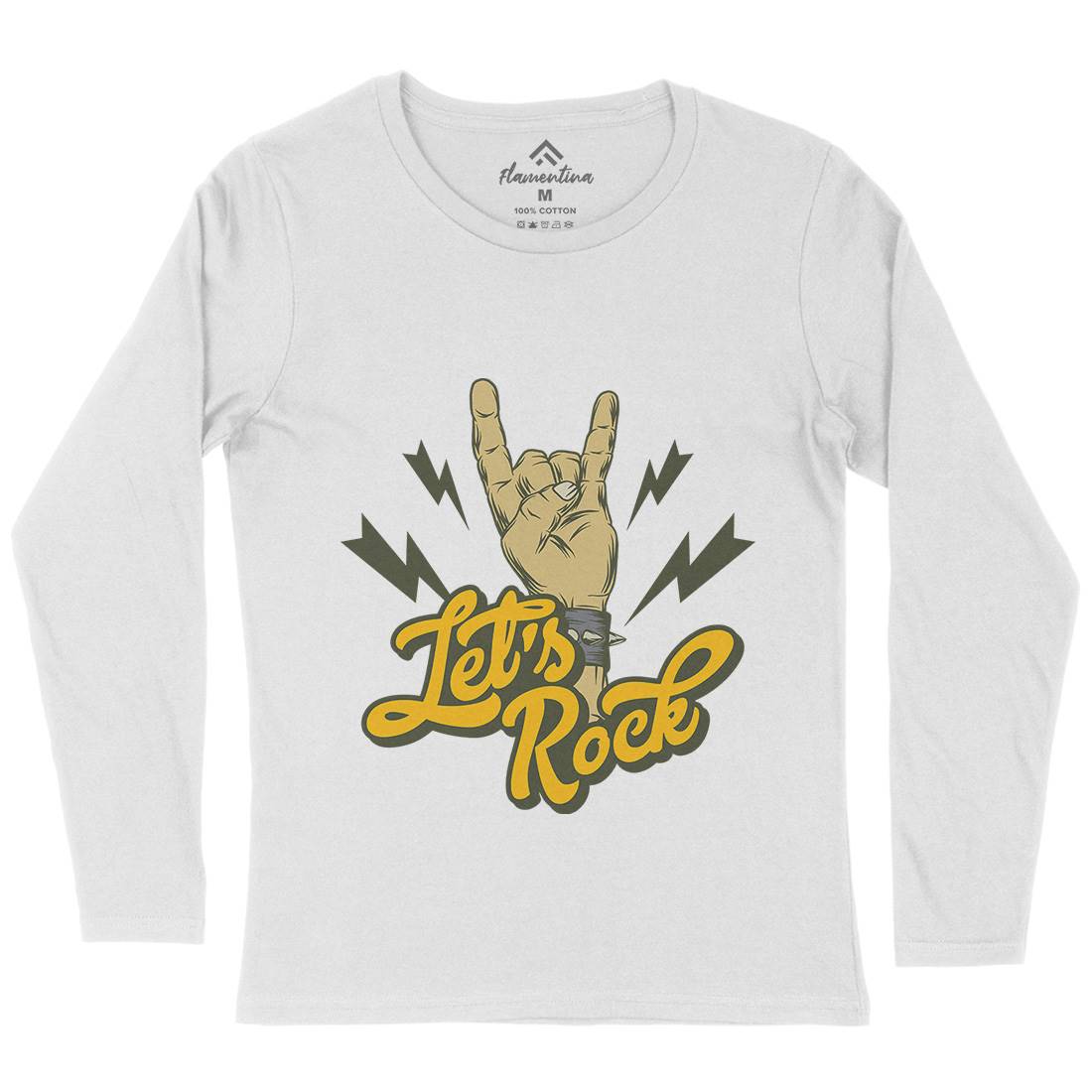 Let&#39;s Rock Womens Long Sleeve T-Shirt Music D953