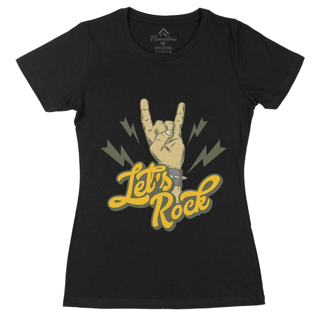Let&#39;s Rock Womens Organic Crew Neck T-Shirt Music D953