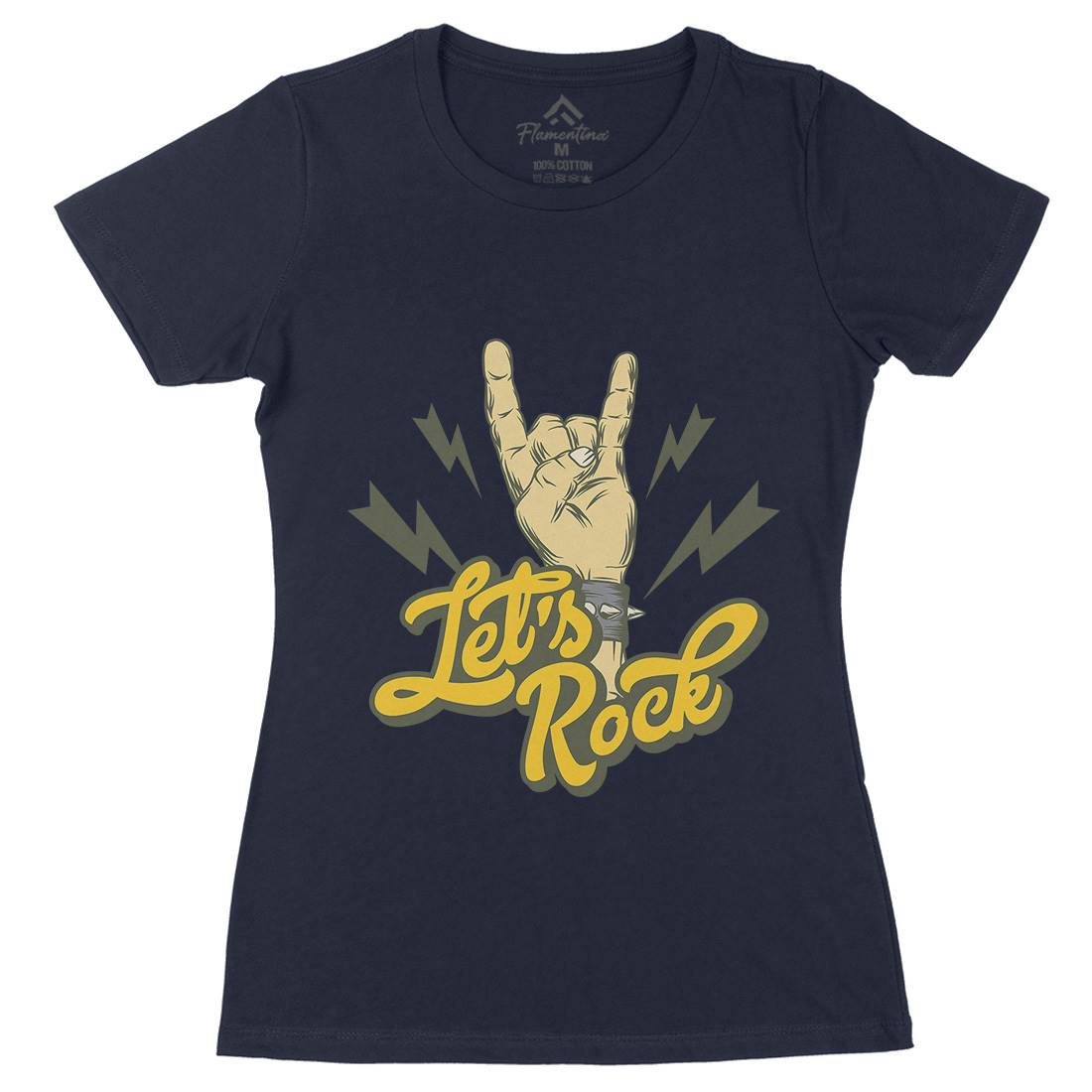 Let&#39;s Rock Womens Organic Crew Neck T-Shirt Music D953