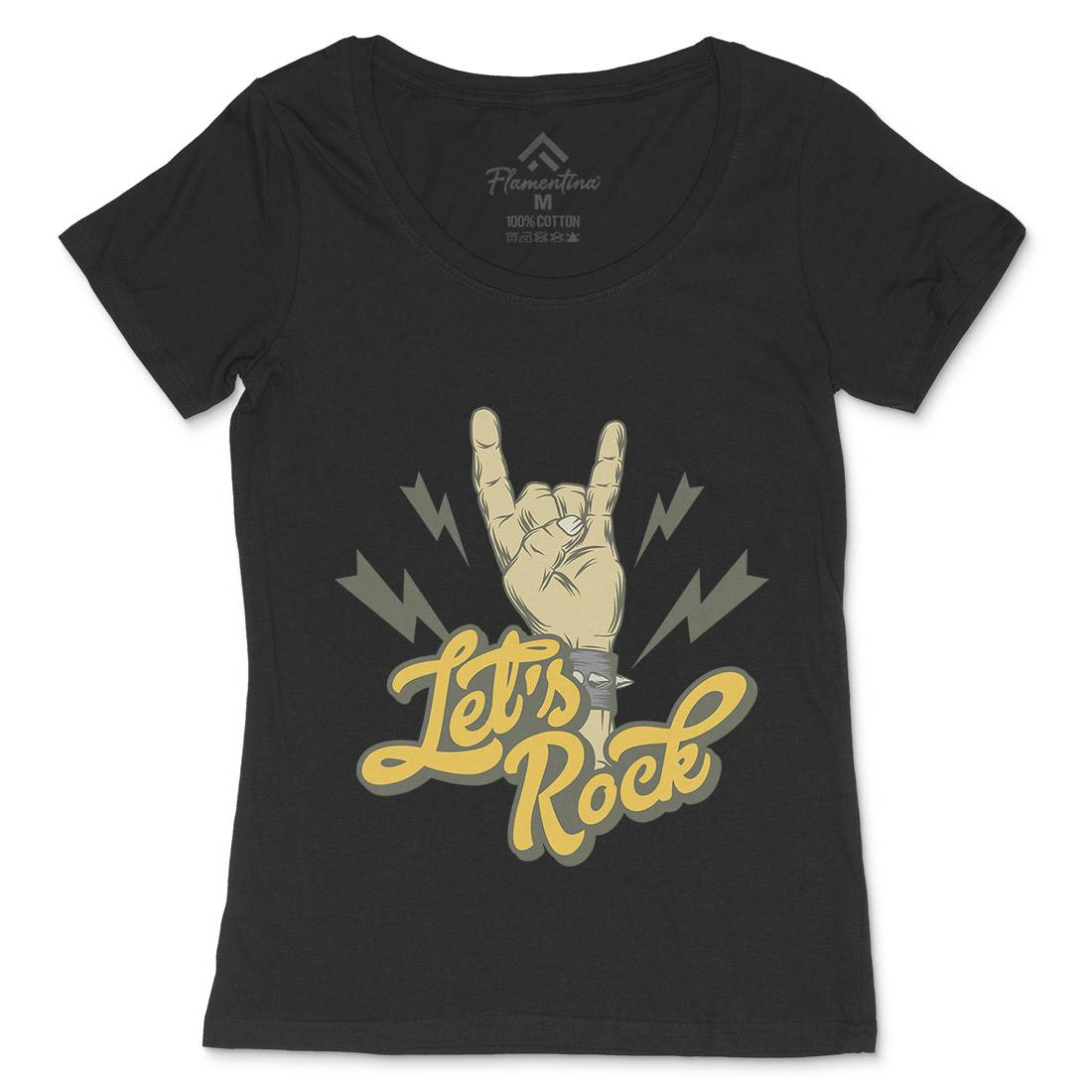 Let&#39;s Rock Womens Scoop Neck T-Shirt Music D953