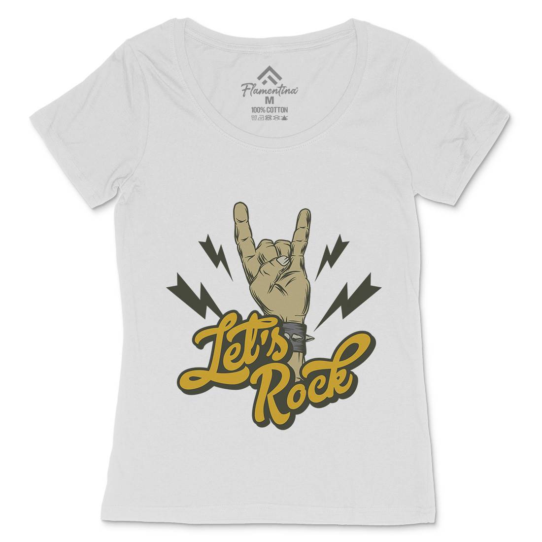 Let&#39;s Rock Womens Scoop Neck T-Shirt Music D953