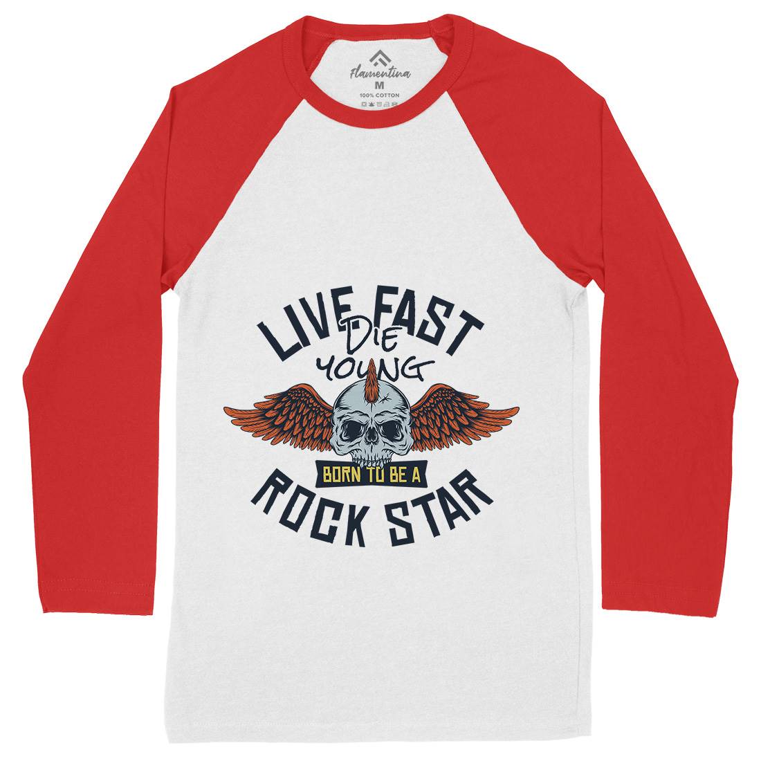 Live Fast Mens Long Sleeve Baseball T-Shirt Music D954