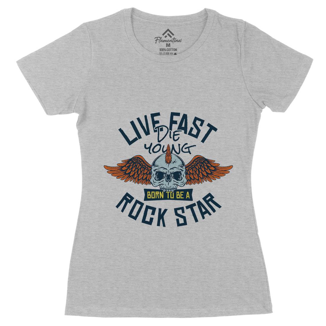 Live Fast Womens Organic Crew Neck T-Shirt Music D954