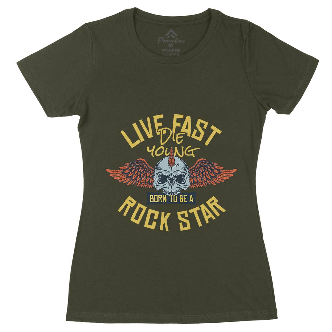 Live Fast Womens Organic Crew Neck T-Shirt Music D954