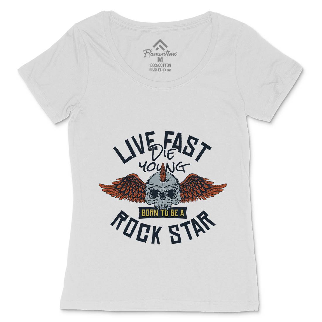 Live Fast Womens Scoop Neck T-Shirt Music D954