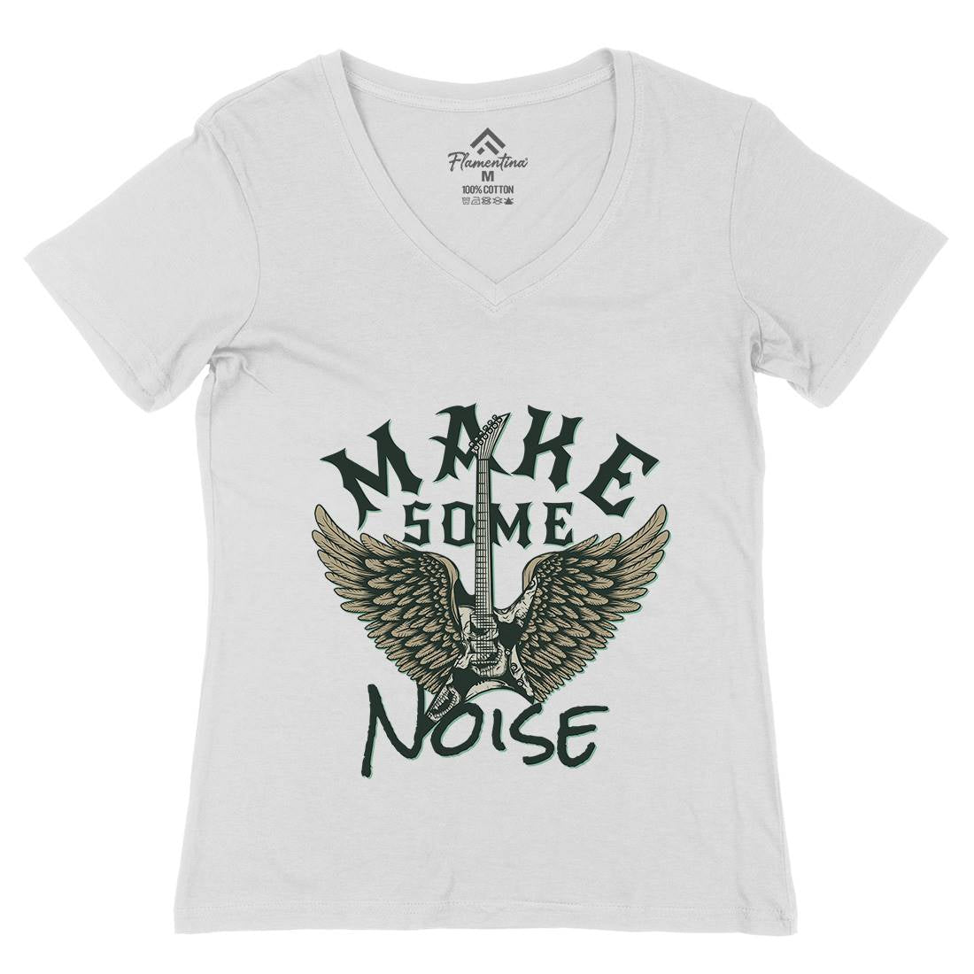 Make Some Noise Womens Organic V-Neck T-Shirt Music D955