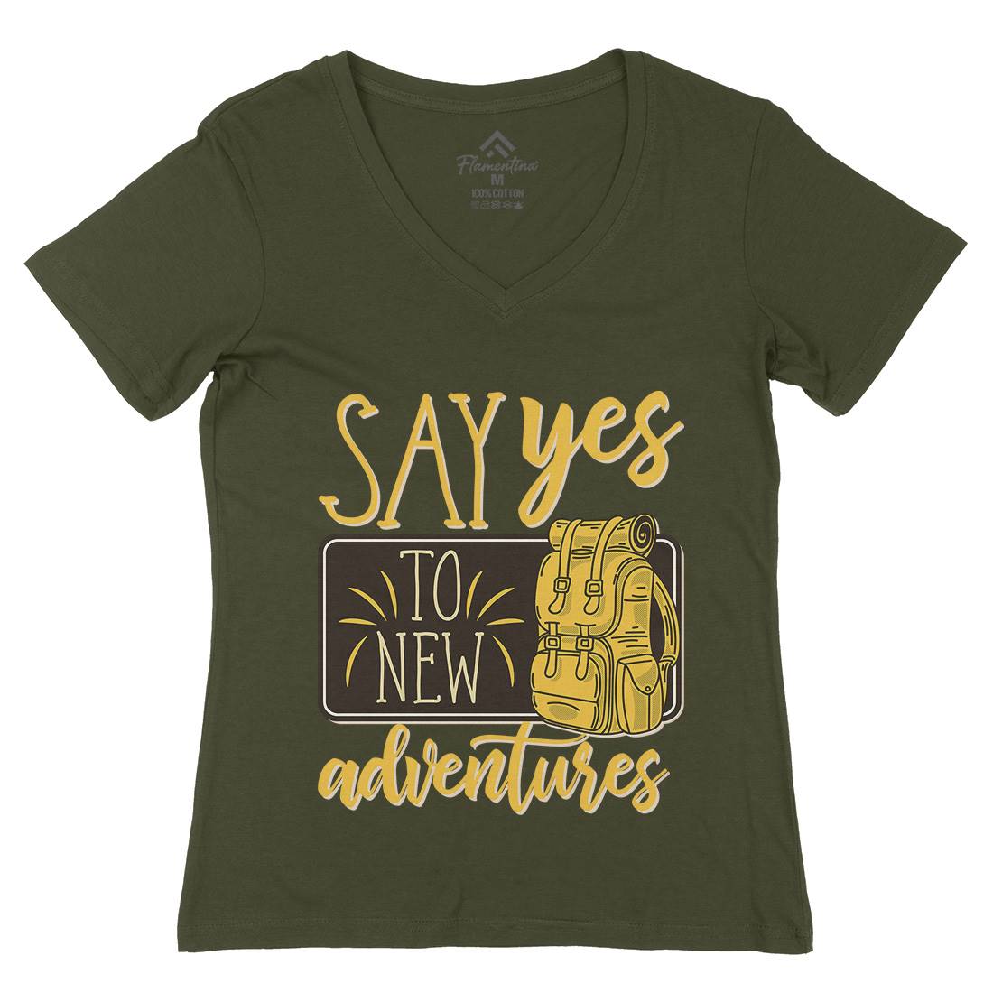 New Adventures Womens Organic V-Neck T-Shirt Nature D956