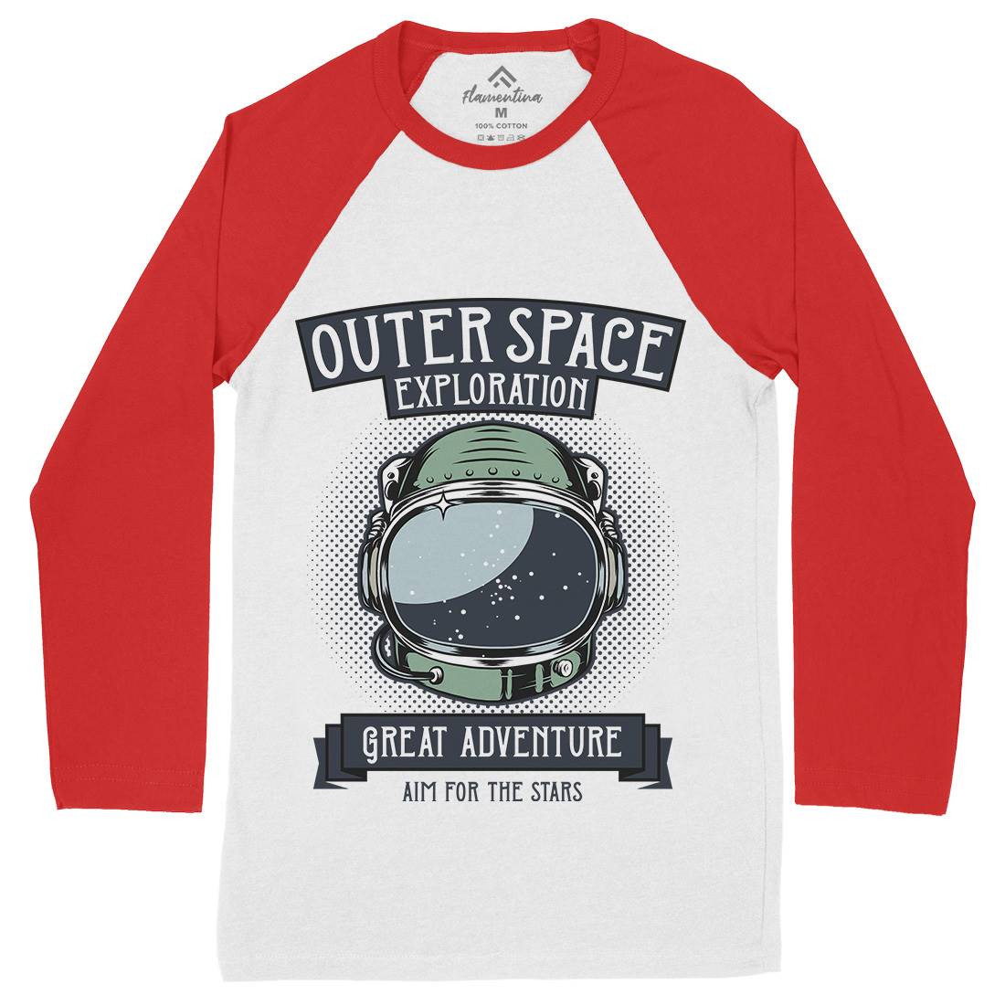 Exploration Outer Mens Long Sleeve Baseball T-Shirt Space D957