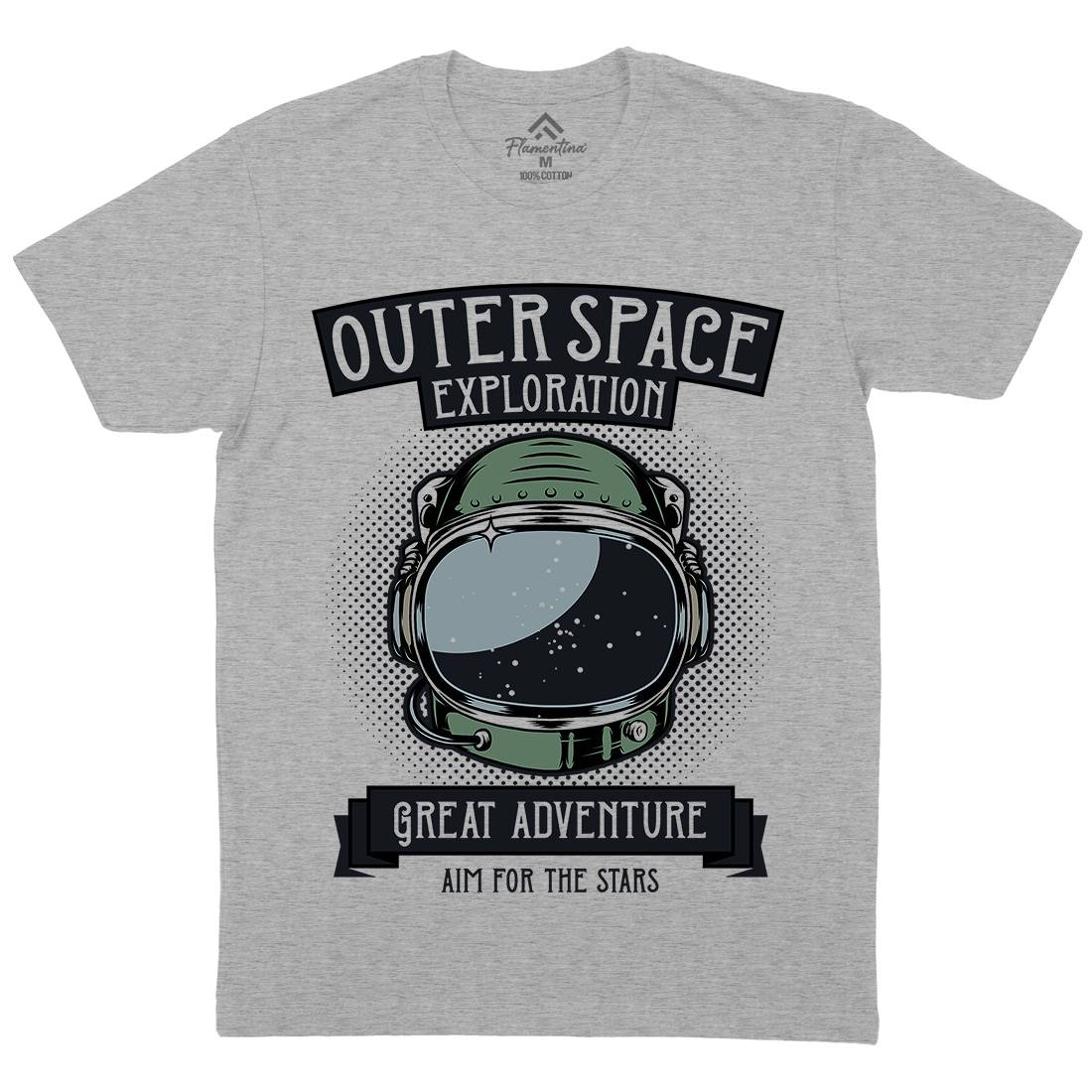 Exploration Outer Mens Organic Crew Neck T-Shirt Space D957